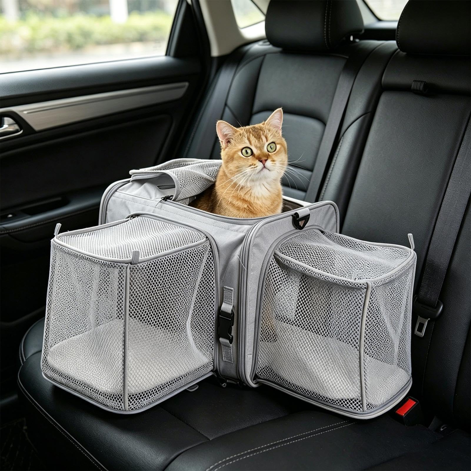 Trasportino Gatti Gabbia Traspirante Portatile Omologata Compagnie Aeree | Trasportino Cani Per Visite Passeggiate all'Aperto Trasporto Auto Aeroporto Shopping Taxi Urbano