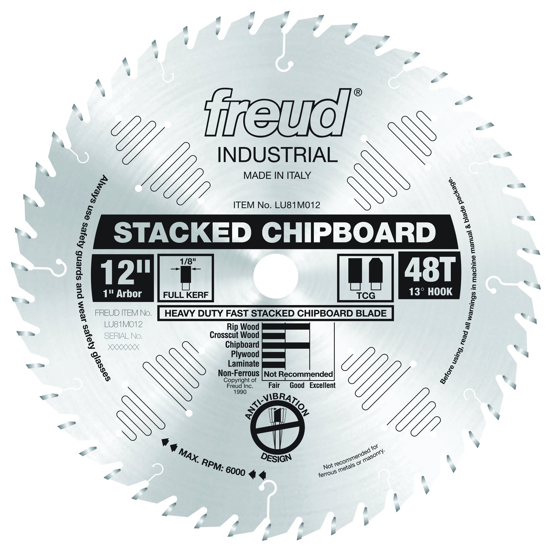 Lame de scie circulaire Freud aggloméré 20,3 cm 34 dents TCG LU81M012