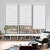 Cortinas Zebra sin Cuerdas Keego, Tamaño Personalizado, Doble Capa, Control de Luz y Privacidad, Fáciles de Instalar (Blanco, 69" Ancho x 36" Alto) 3
