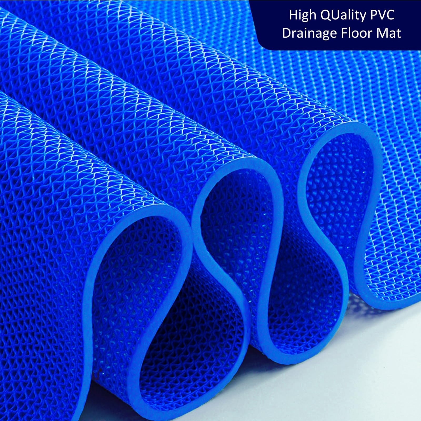Drainage Mat 3x16 Ft 0.22” Thick PVC Commercial Floor Mat Non Slip Pool Mat S-Shaped Shower Floor Heavy Duty Roll for Wet Area Kitchen Hotels Bars Bathroom Patio Outdoor Indoor Rug (Blue, 3x16 Ft) — Amazon image 3