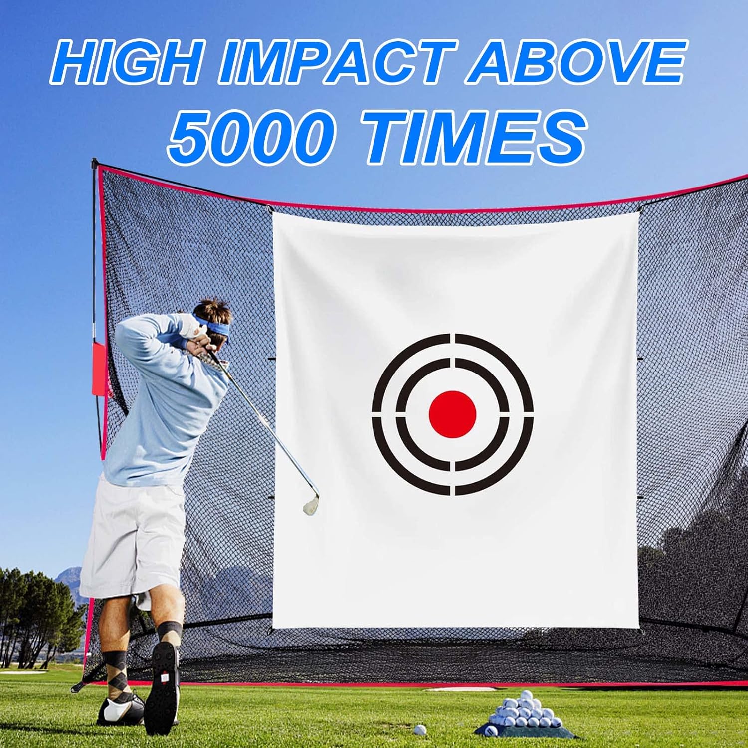 Golf Hitting Target Cloth for Driving Range：Quiet Catch Drop System with Reinforced Stitching and Portable Storage for Family Backyard Practice 5x6FT
