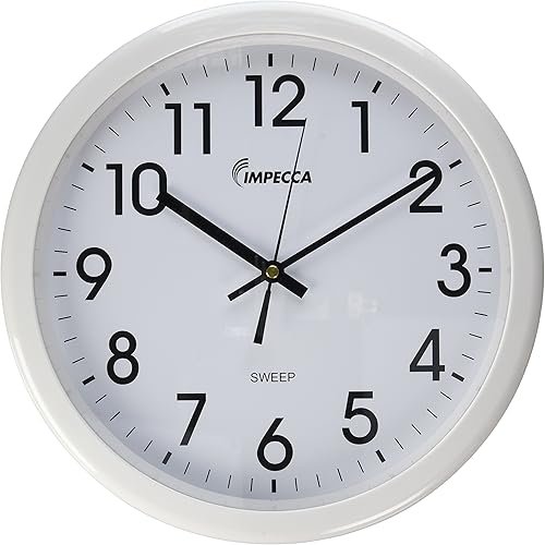 Miniatura 9 de Impecca WCW12M1 Reloj de pared con movimiento de barrido sin tictac, 12 pulgadas, color negro Negro,Blanco,Gris Metálico,Plateado