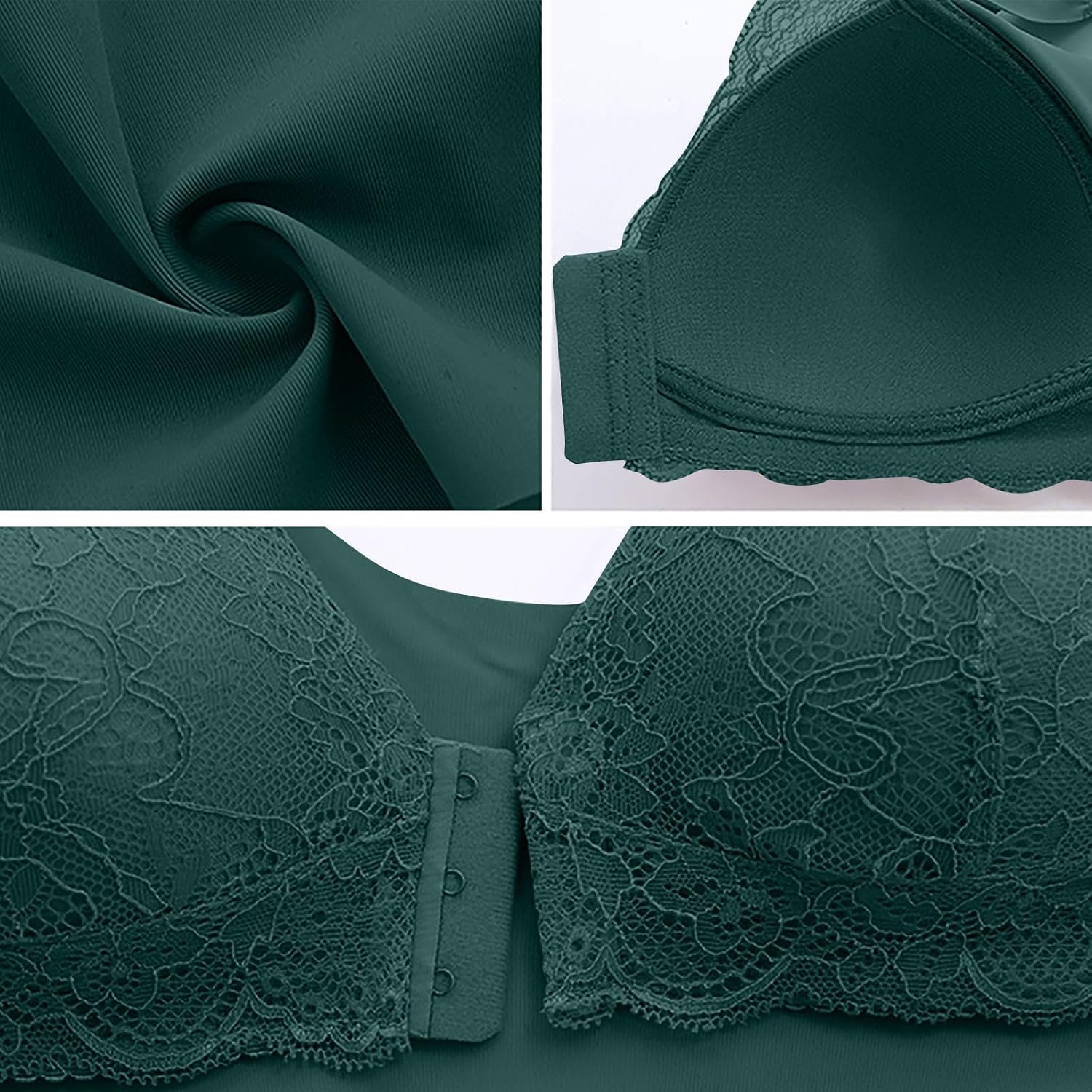 Bra for Seniors Front Closure Breathable Push Up Bras Wireless Support No Underwire Daisy Bra Deep V Neck Bralettes