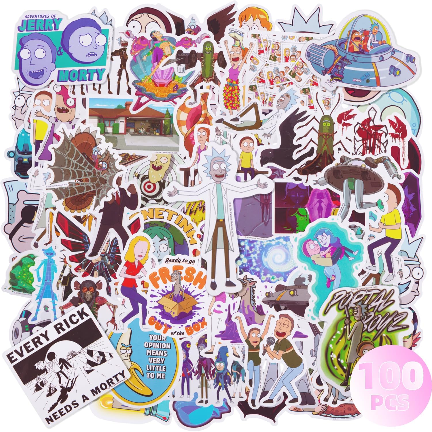 50pk Rick And Morty Graffiti Stickers – Vinyl Decals For Laptop, Skateboard, Car, Scrapbook