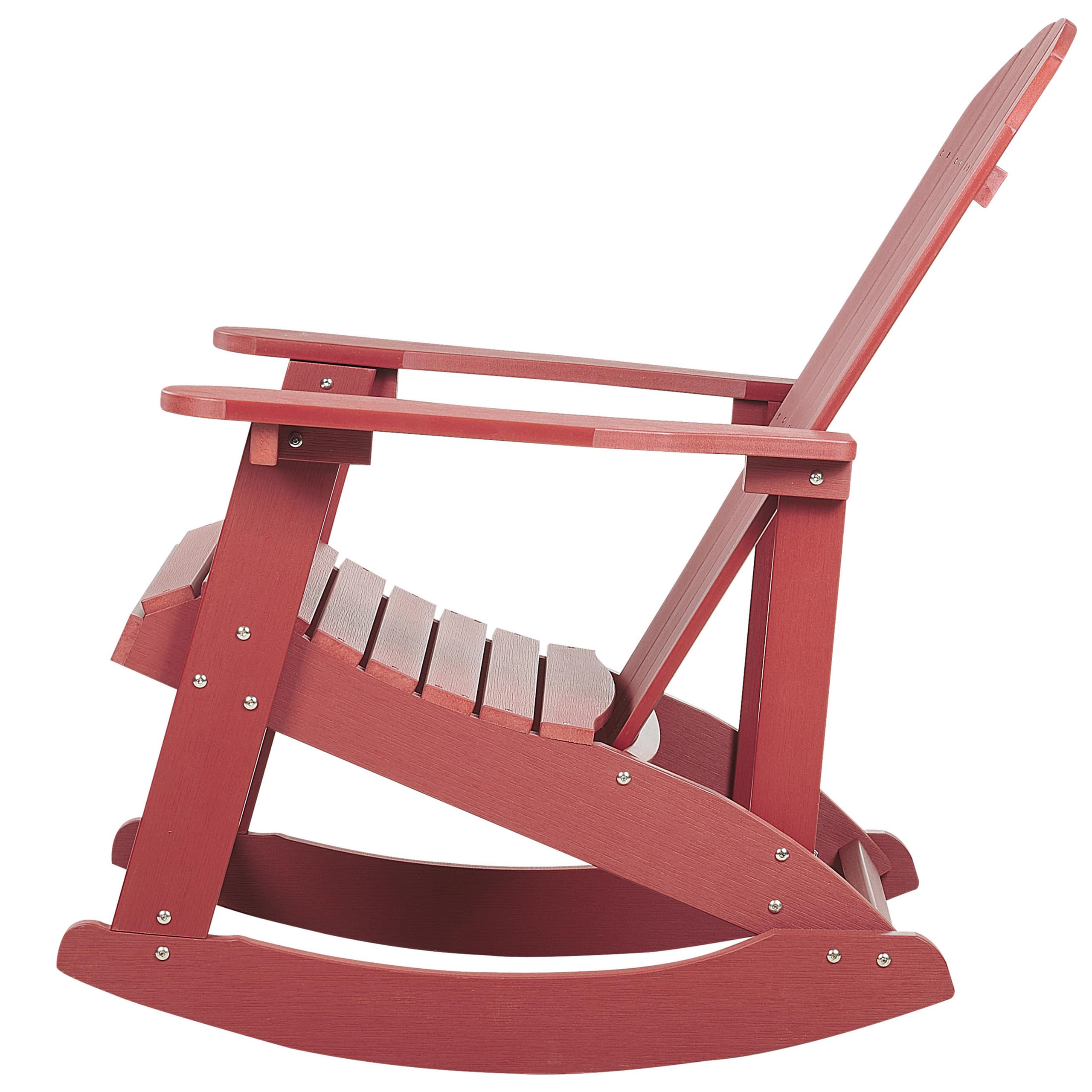Beliani Silla Mecedora roja de Madera sintética Resistente a la Intemperie Estilo Moderno Adirondack