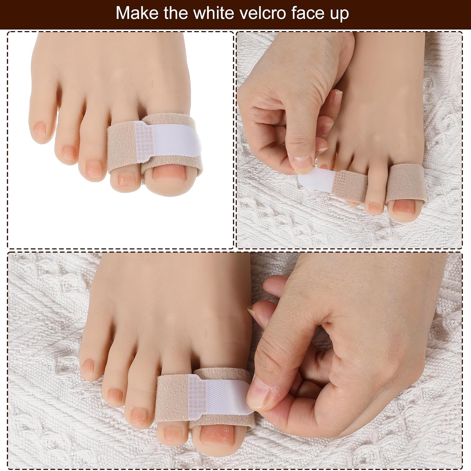 16 Pack Fabric Hammer Toe Corrector Reusable Broken Toe Protectors Buddy Taped Wraps Hammertoe Straightener-Toe Splint for Broken-Toe, Crooked Toes, Bent Toes