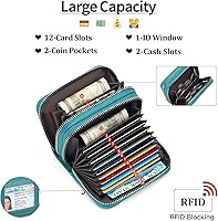GAEKEAO Creditcardhouder voor dames van echt leer, RFID-creditcardblok, portemonnee, portemonnee met ritssluiting, 01A-zwart, Minimalistisch
