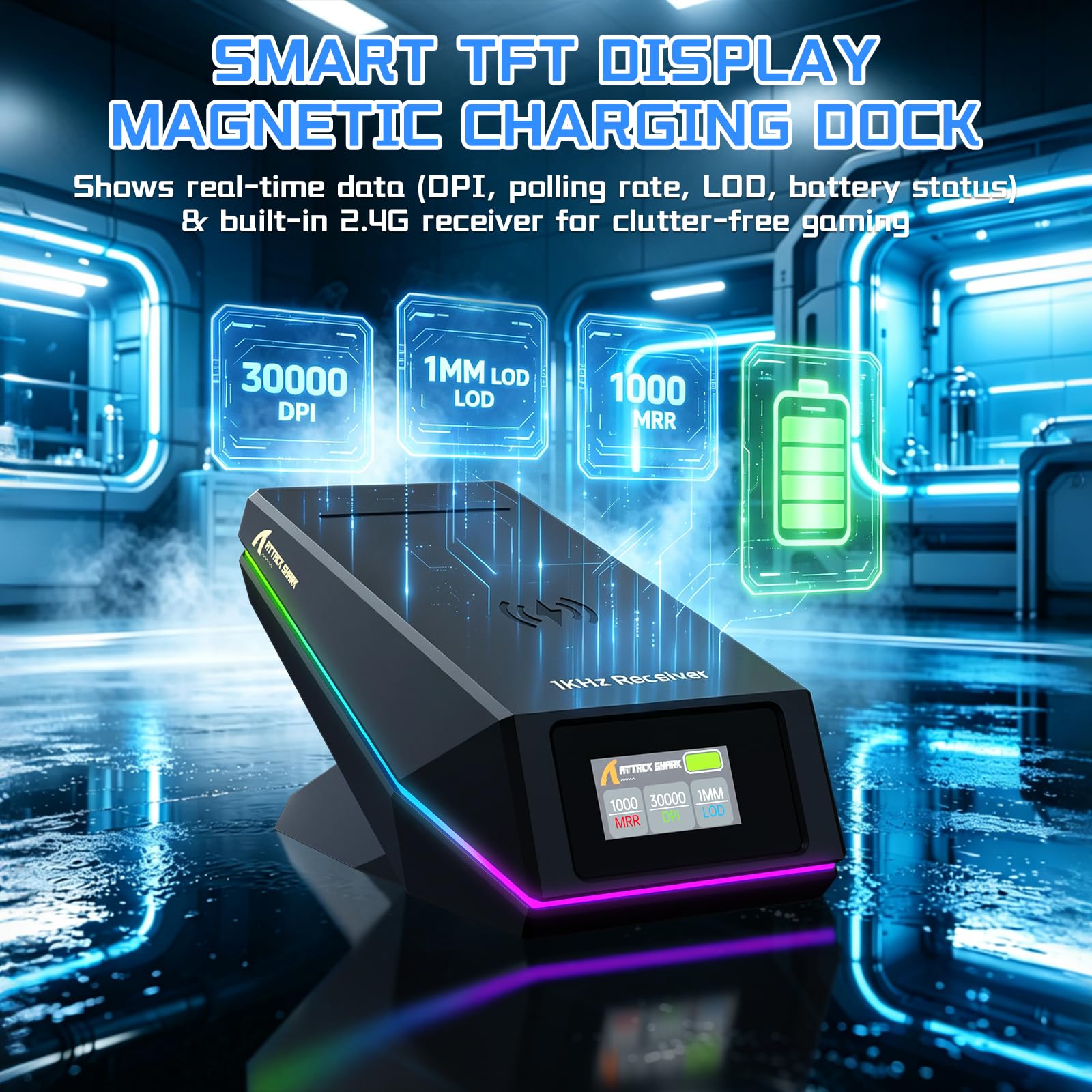 MAMBASNAKE Attack Shark X11 Pro V2 Souris Gaming sans Fil avec Station De Recharge Magnétique À Écran, 66g Ultra-Légère avec Capteur PixArt PAW3315, 30,000 DPI, 1000Hz, 500mAh, for PC/Mac (Noir)