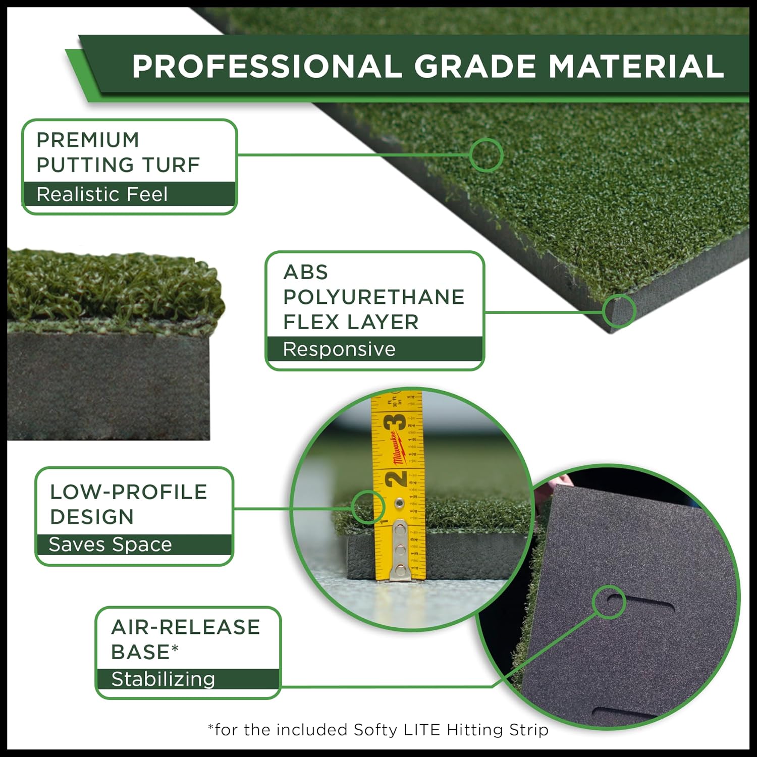 SIGPRO Softy LITE Golf Mat - Lightweight, Space-Saving, Professional-Grade Practice Mat, Realistic Fairway Feel - Replaceable Hitting Strip, Responsive Cushioning & Joint-Friendly
