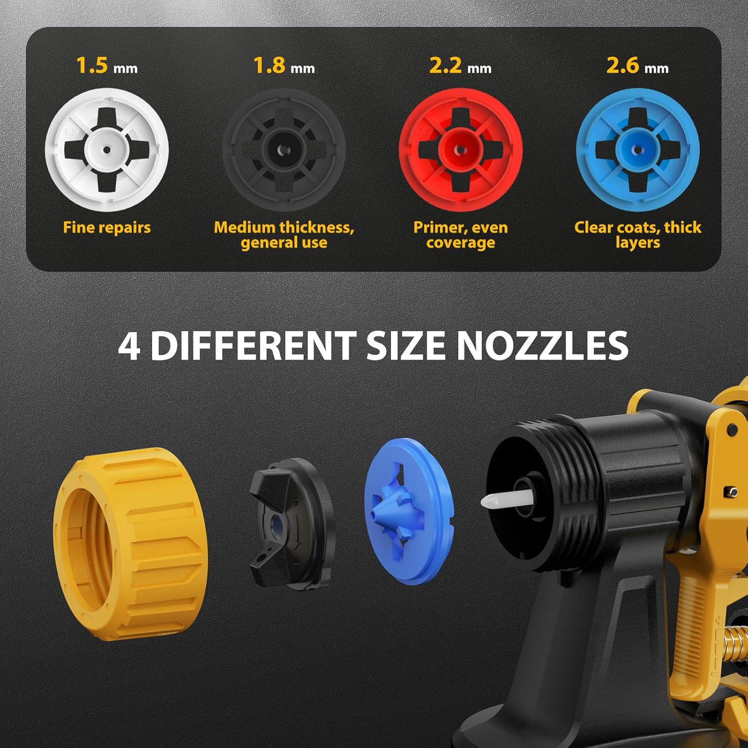 Cordless Paint Sprayer Compatible with Dewalt 20V Battery(Battery Not Included),1000ml/min High Flow,1200ml Container,150 Din/s Max Viscosity,Paint Sprayer for Furniture & Cabinets
