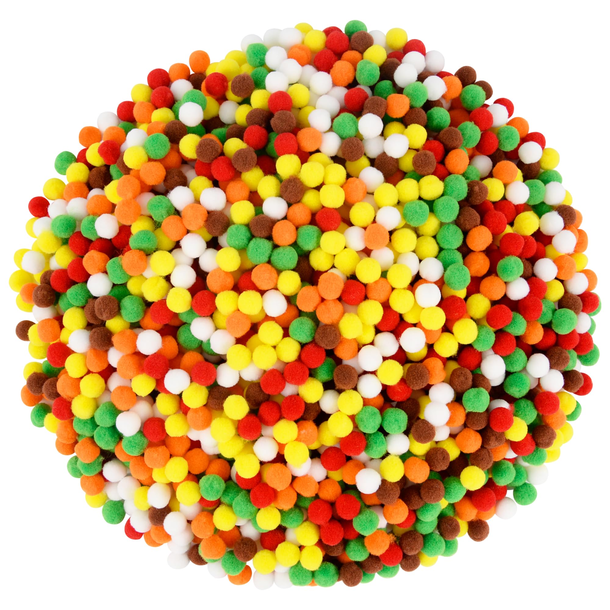 Qumenan 1500 Pieces Fall Pom Poms Balls Red Orange Yellow Green Brown White Pom Poms for Arts Crafts Making DIY Autumn Thanksgiving Party Decorations