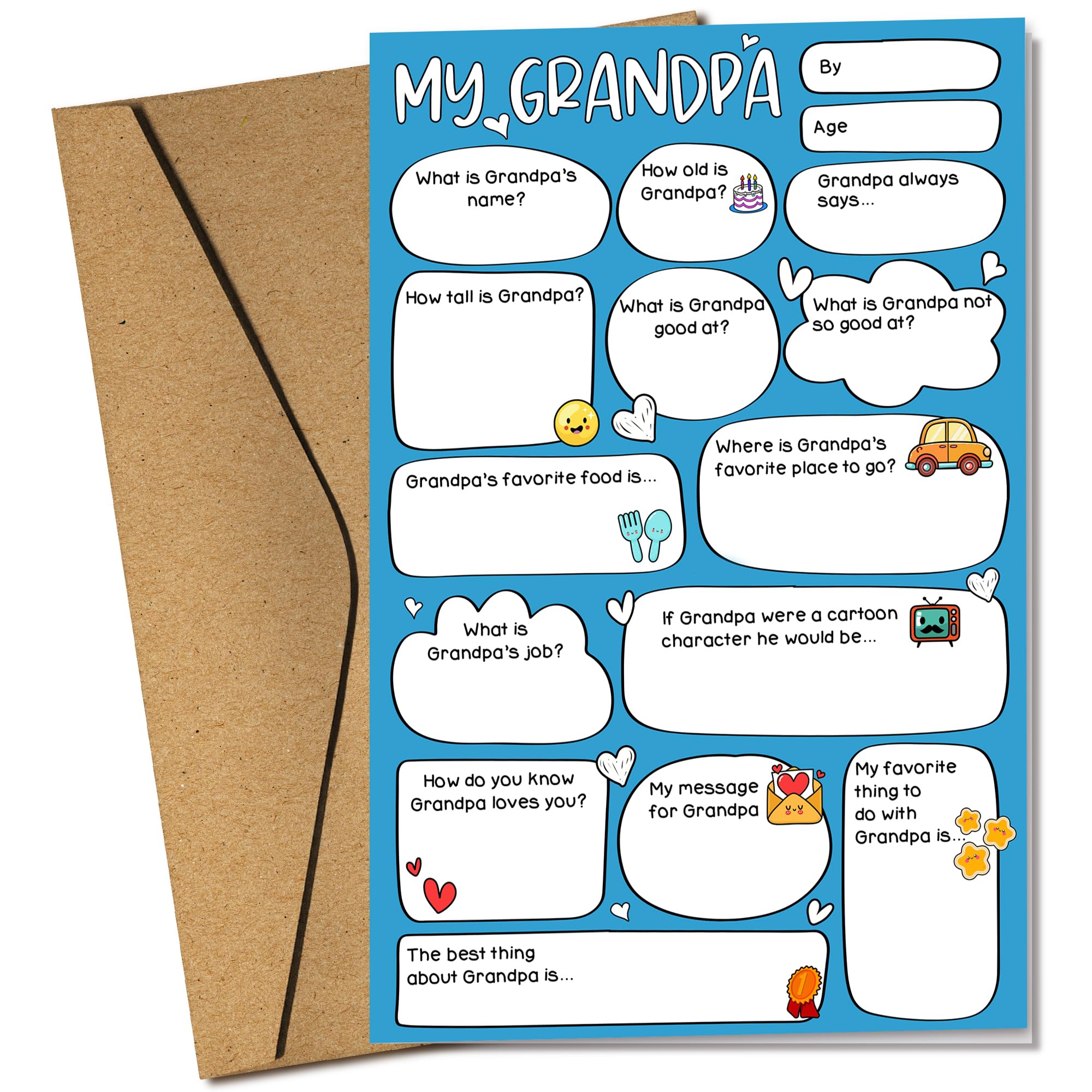 Pawzity Grandpa Fathers Day Card - Happy Fathers Day Cards for Grandpa, Grandad, Grandfather - Funny Cards from Grandkids, Granddaughter, Grandson -