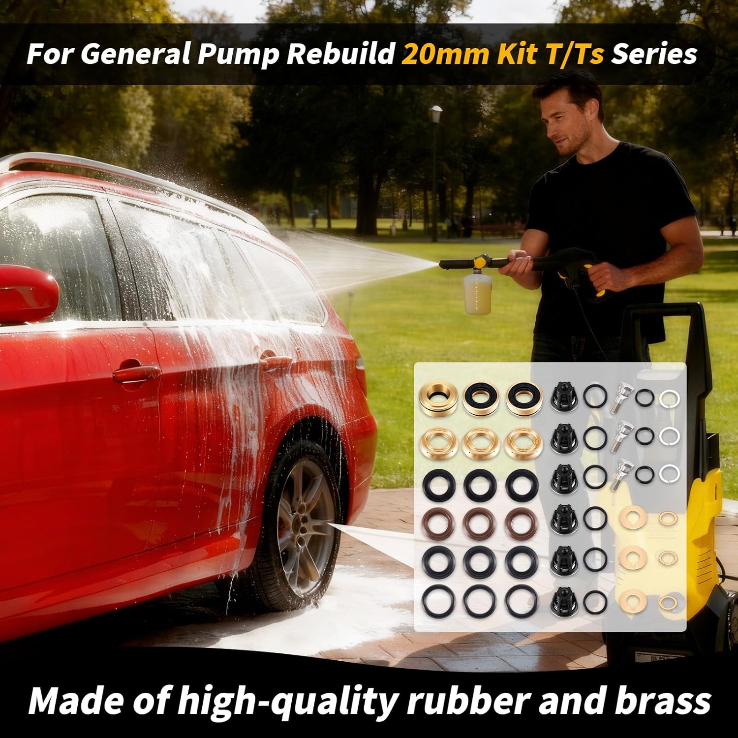 Kit 27, 6, 1 Rebuild 20mm Kit Pressure Washer Pump Rebuild Compatible with General Pump T Series T721 T731 T9721 T9731 T991 T911 T9951 T9971 Pumps
