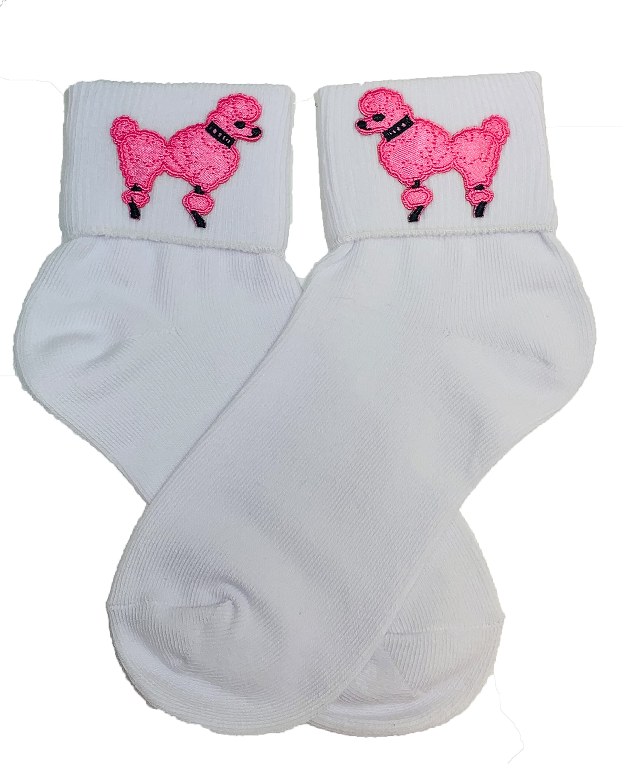 Hip Hop 50's Shop Girls Bobby Socks W/Poodle Applique for Children and Toddlers