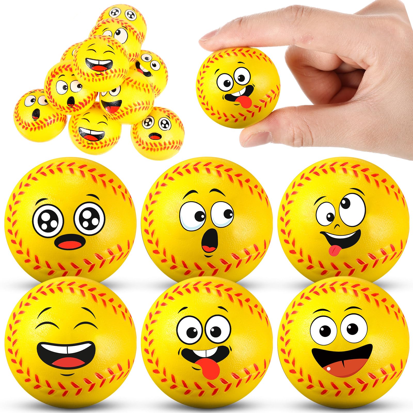 Arrowbash 12 Pcs Mini Face Stress Balls for Boys Girls Sport Funny Face Squeeze Foam Balls for Stress and Anxiety Relief for Party Favors Birthday
