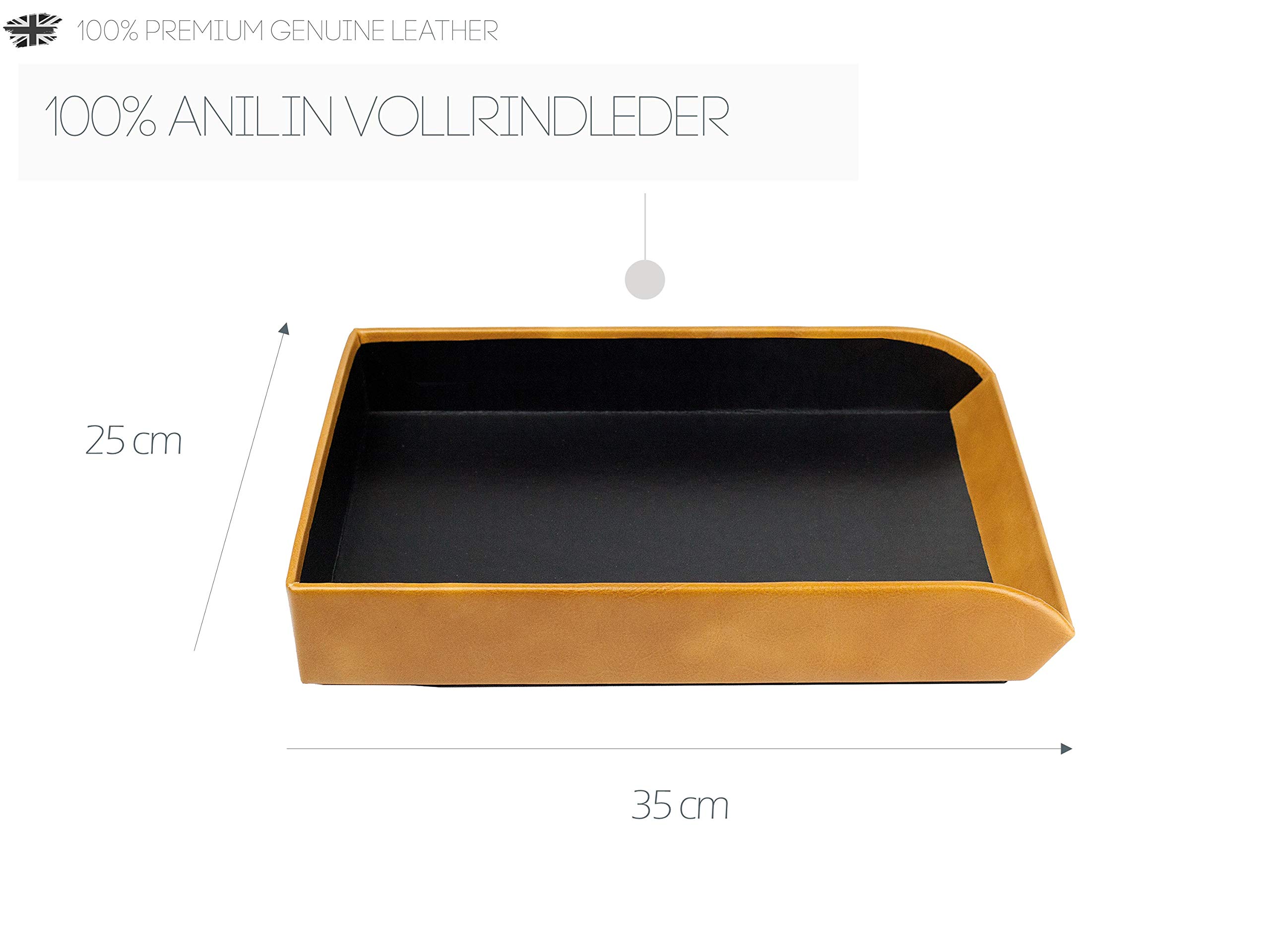 DELMON VARONE - Briefablage DIN A4 aus Premium Leder Vintage Anilin braun, Schreibtisch Organizer als Ablage für Dokumente, Briefe, Akten und Zeitungen, Elegante Dokumentenablage in Echtleder für Büro