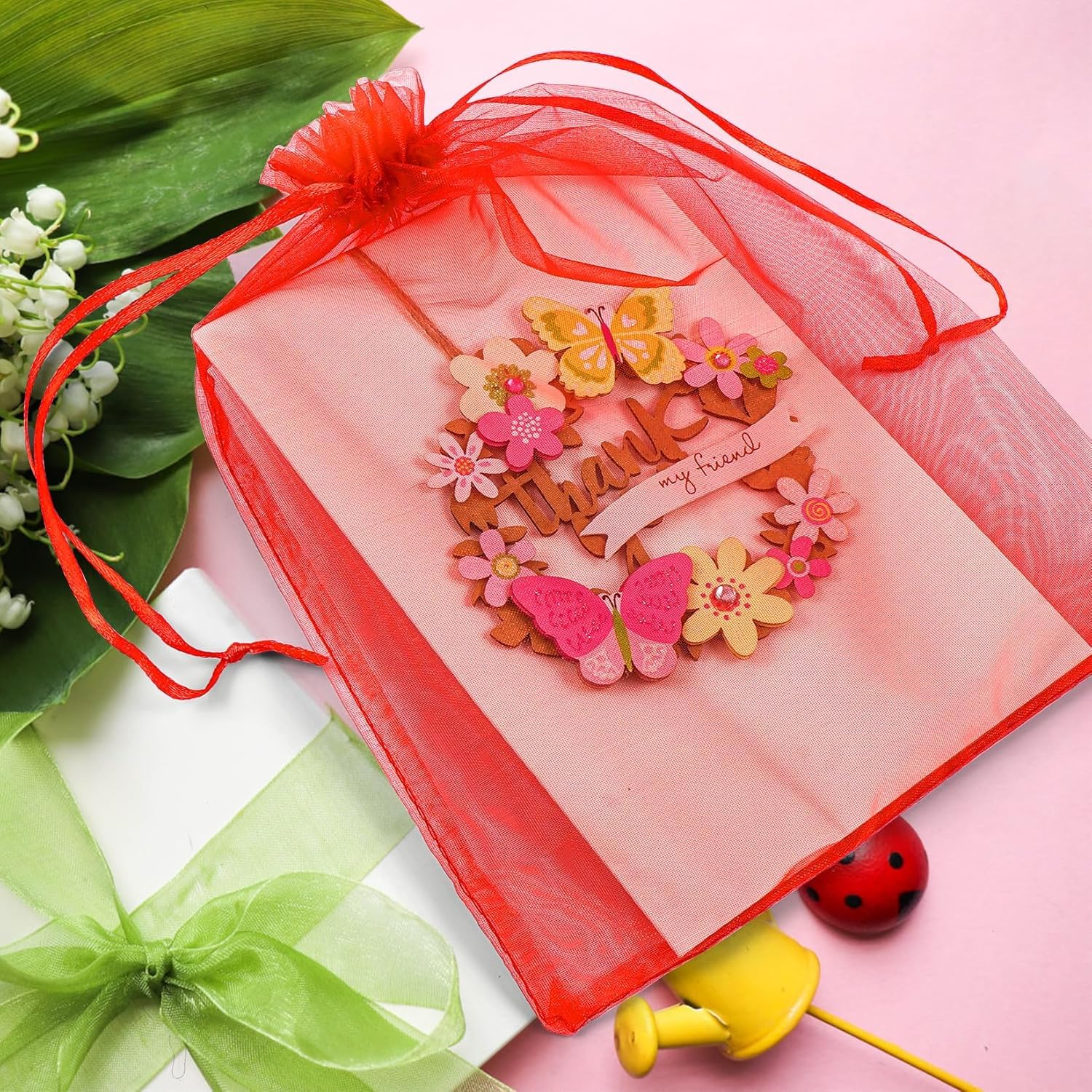 Dealglad - Set de 100 bolsitas de organza, con cordón, adecuadas para fiesta, boda, regalos