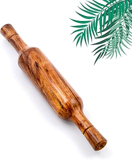 BLLUEX - 12 inch Wooden Belan Roller Rolling Pin for Roti Chapati Puri Parantha Wooden Belna Pure Made of Sheesam Wood Belan for Home & Kitchen
