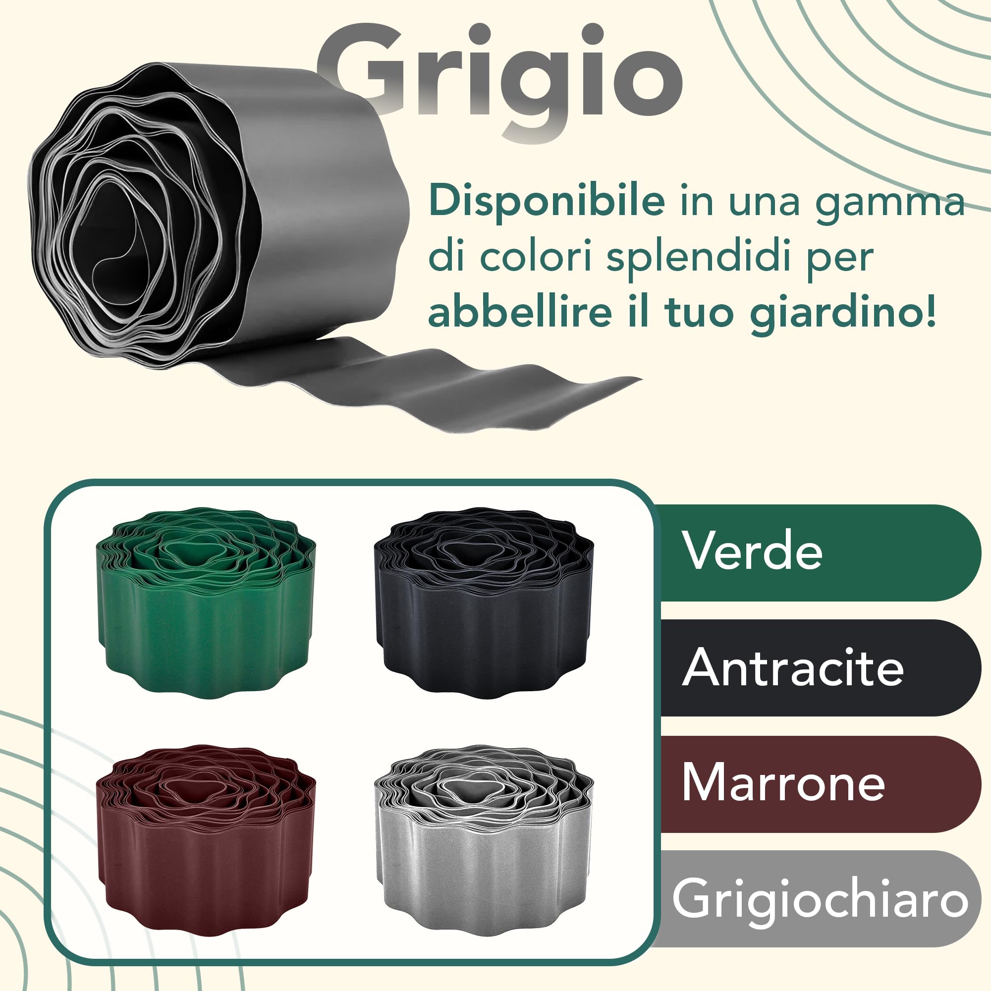 Bordura per prato e paesaggio, in metallo ondulato resistente alle intemperie, per cortile, prato e aiuole, recinzione paesaggistica esterna per giardino, cortile, prato