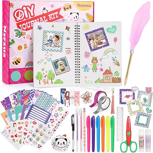 Gifts for 8 9 10 11 12 13 14 Year Old Girl - 123Pcs DIY Journal Kit for Girls,Toys for Ages 8-14 Girls and Birthday Gifts for Girls ,Fun, Cute Art & Crafts Kits ,Scrapbook & Diary Supplies Toy Set