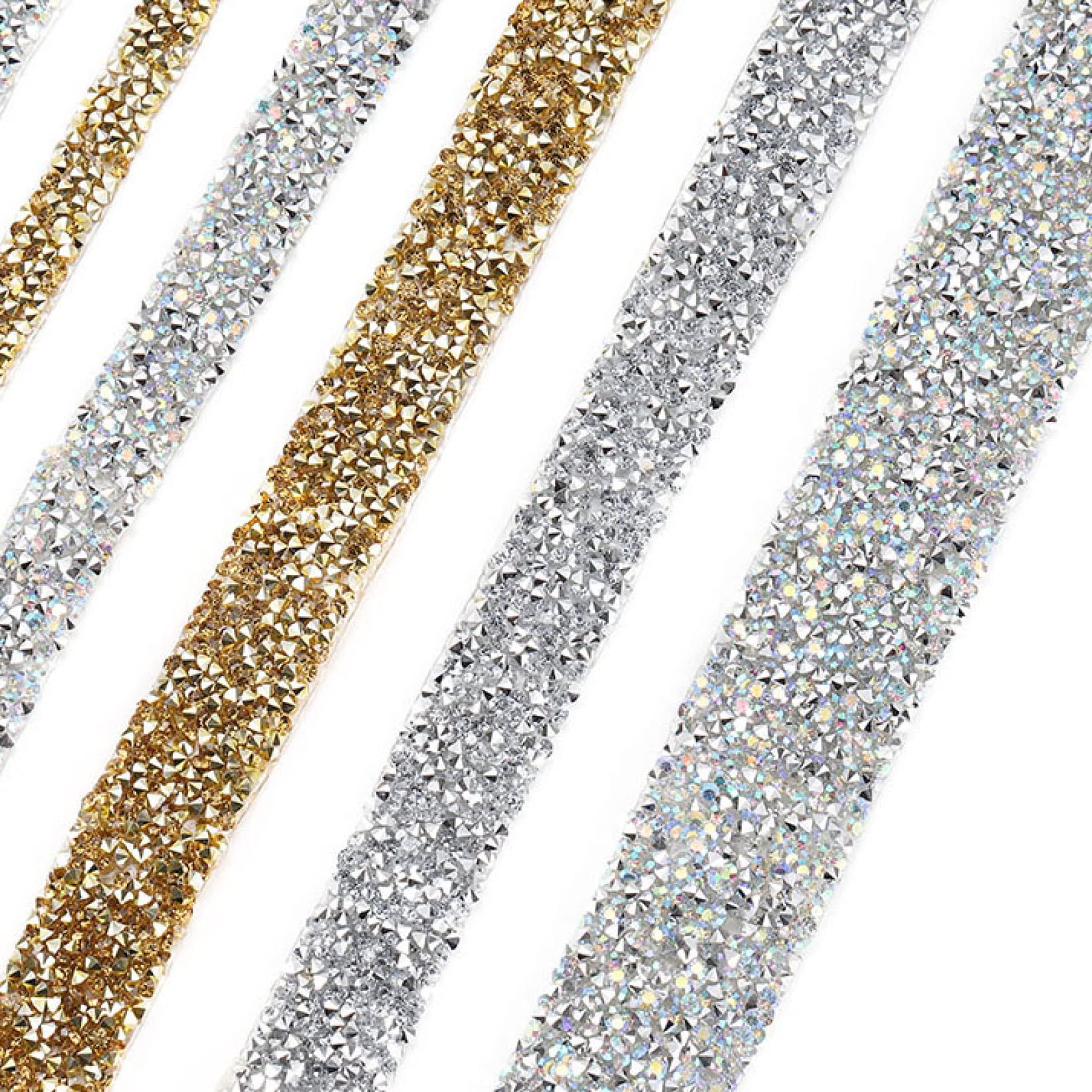 ACiyD Yard Hinestones Trim Multi-Size Buntes Band mit auf Applikation glänzendem Kristall-Strassband für DIY-Schmuck (Color : Color 2, Size : 3.0cm-1 Yard)