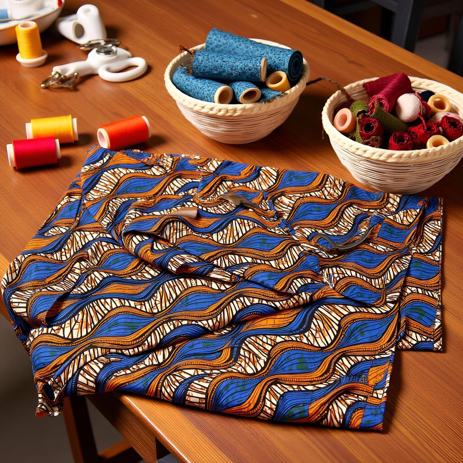 African Fabric Fat Quarters - 6 Yards Waxed Canvas Ankara, Wax Print for DIY Crafts (#2) - Image 2