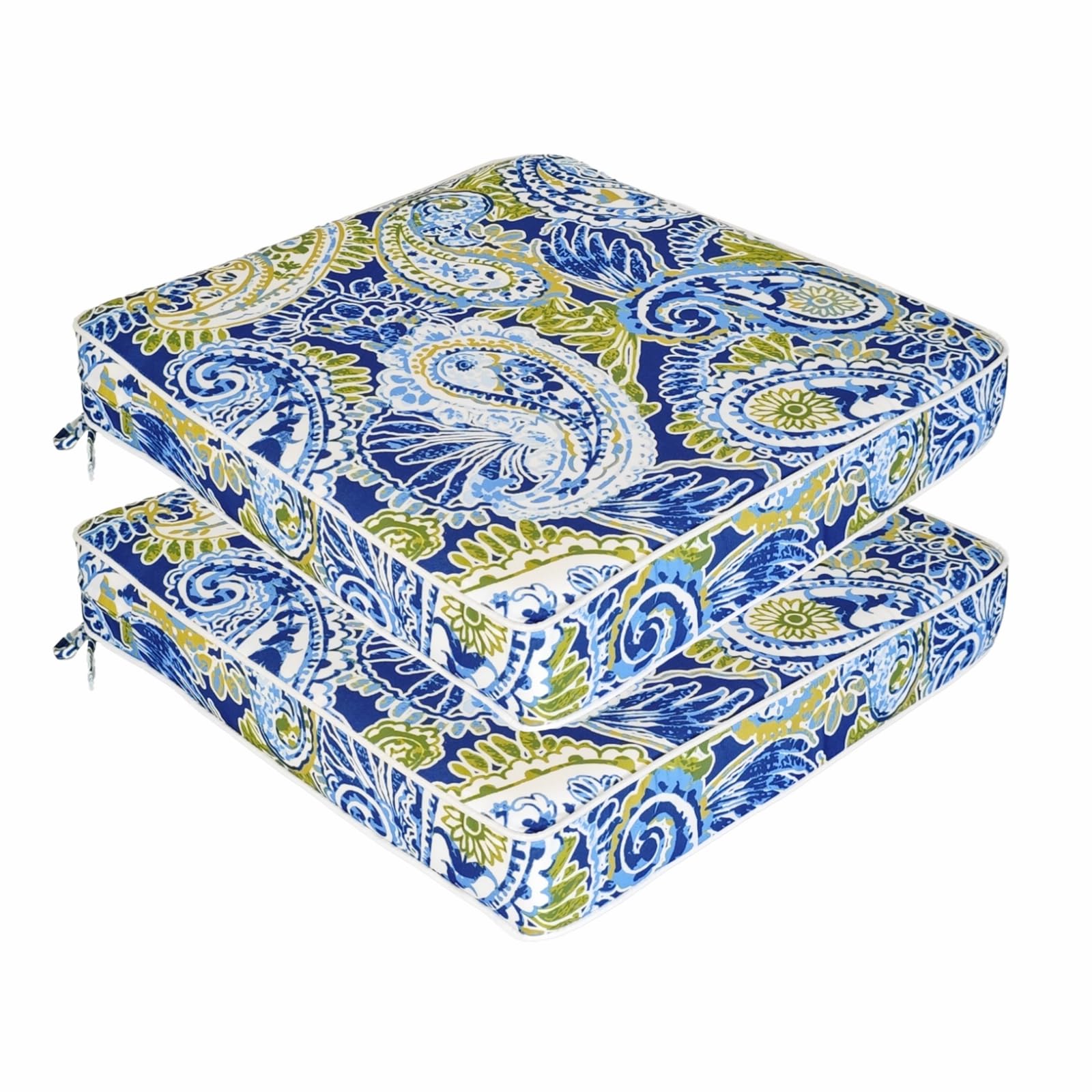 XXPILOS Outdoor Chair Cushions 19 x 19 Inch Set of 2 Water Resistant Seat Cushions with Ties, Outdoor Cushions for Patio Furniture with 3-Year Fade