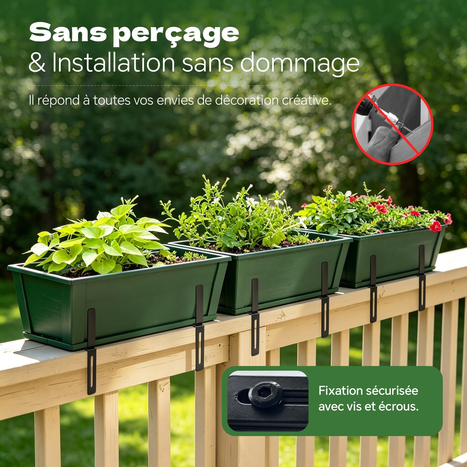 support jardiniere balcon，Supports de Jardinière en Forme de HLot 6