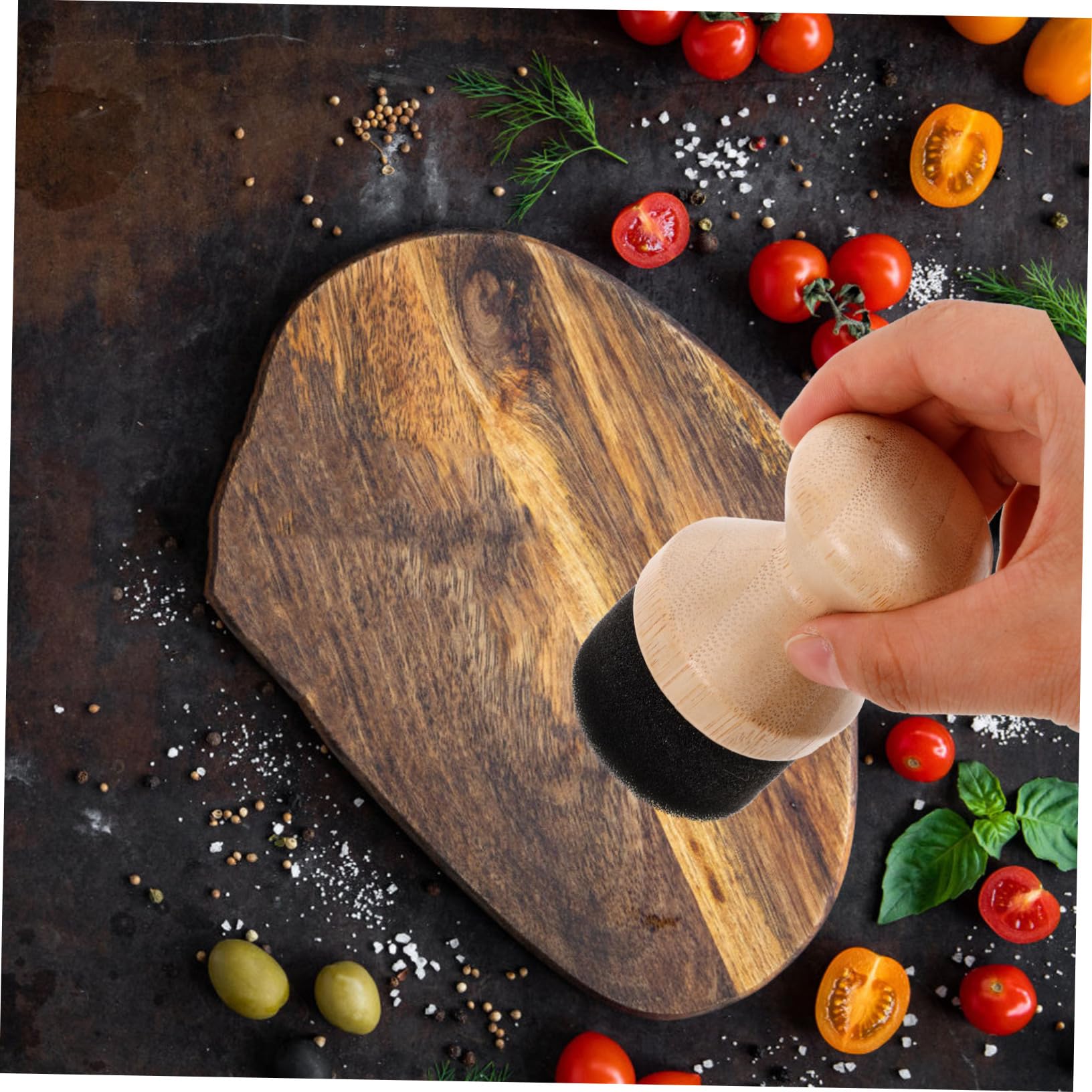 Cabilock Cutting Board Oil Wax Applicator Kitchen Utensil for Wood Surface Reusable Oil Brush Built-in Sponge