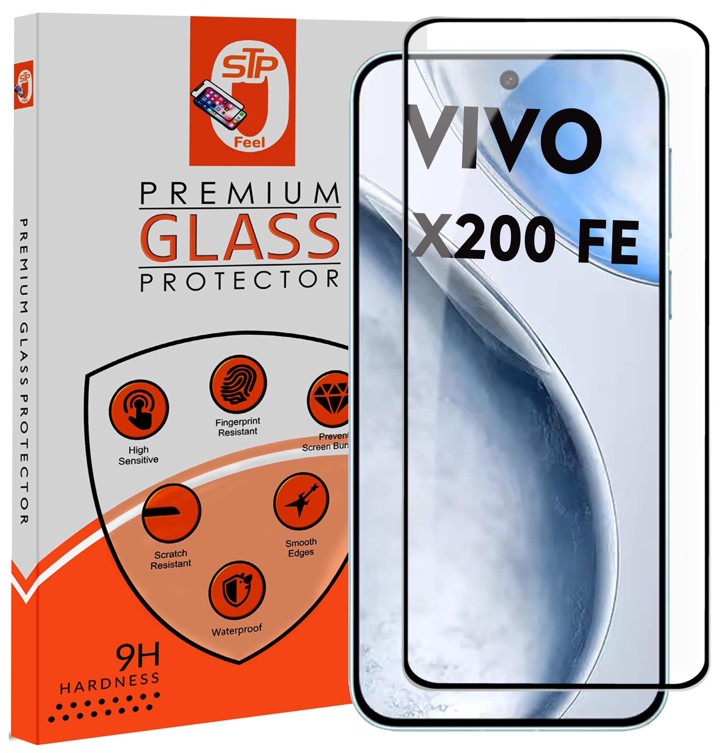 stp feel® premium tempered glass screen protector guard compatible for vivo x200 fe 5g (6.31 inch, pack of 1) edge to edge coverage with easy to installation kit for smartphone