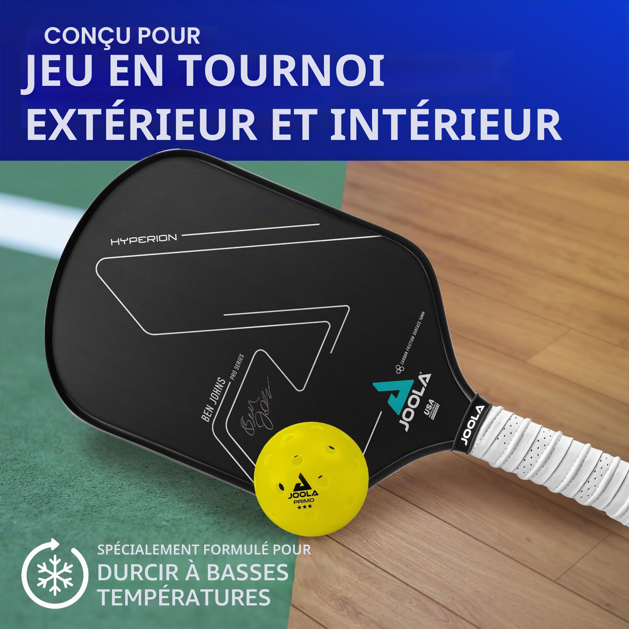 JOOLA Primo Balls Balles de Jeu 3 étoiles de qualité supérieure pour l'extérieur et l'intérieur avec Certification USAPA-26 g-74 mm de diamètre Pickleball