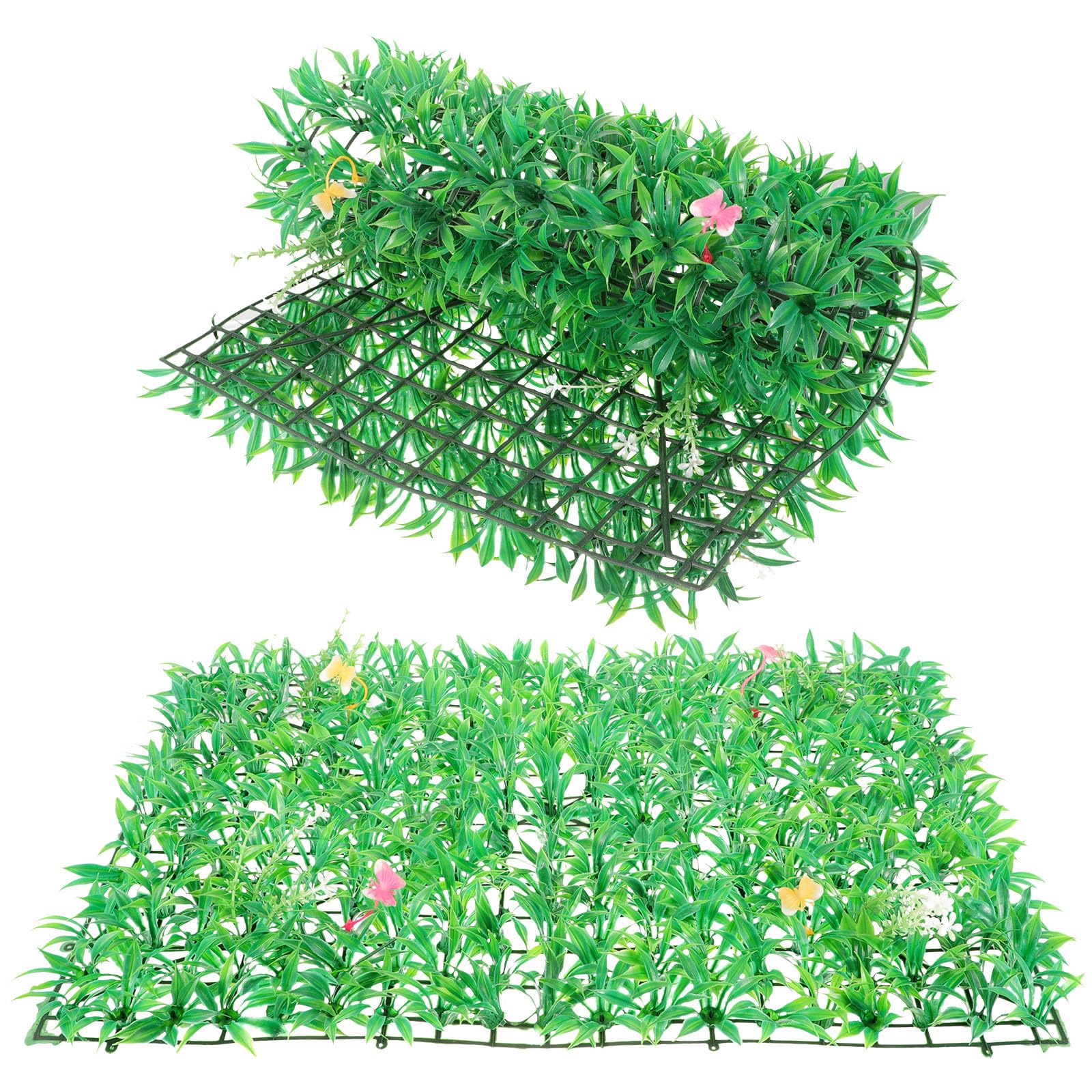 Panel de hojas de jardín y estera de césped de plástico para fondo de pared de planta falsa