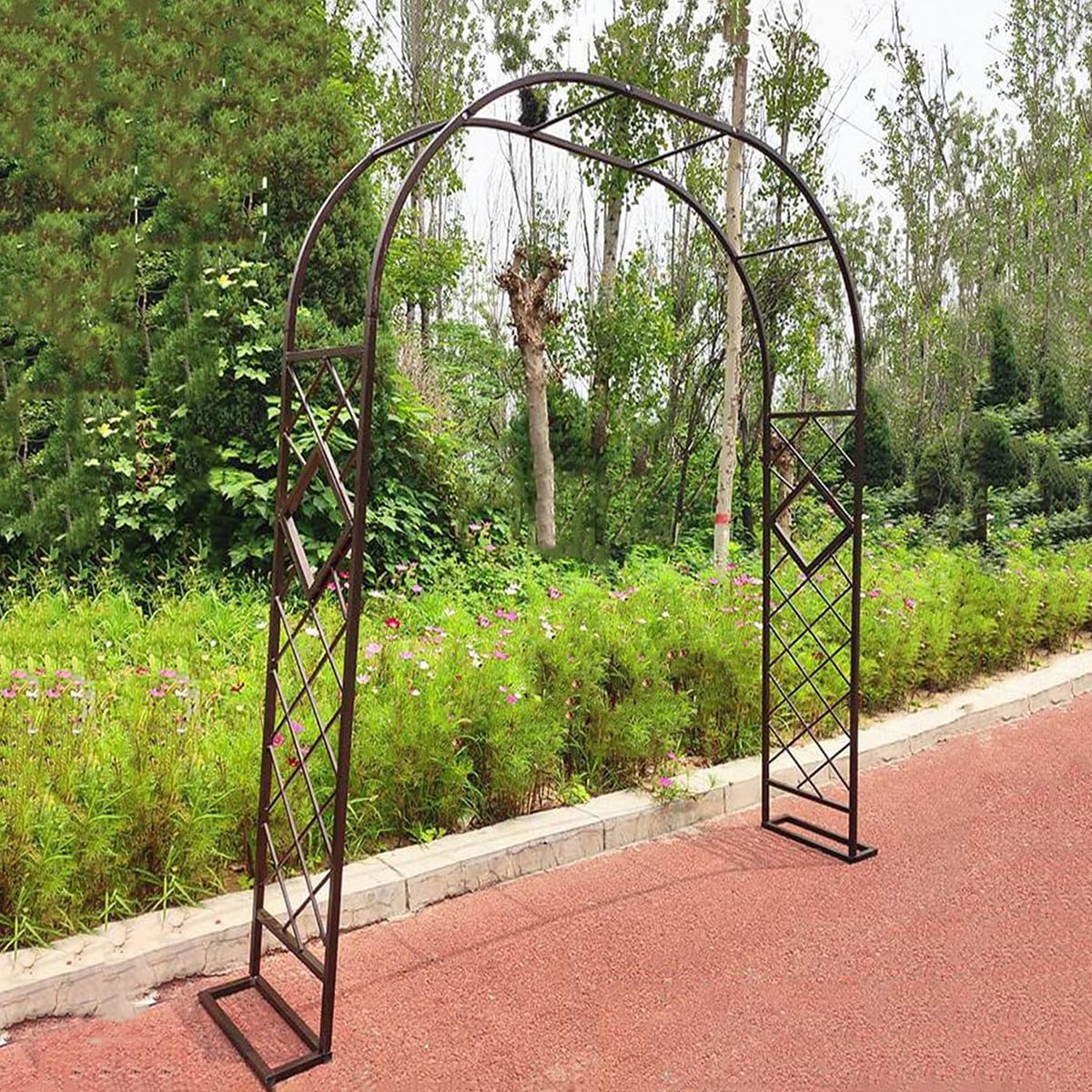 Arche de rose pergola treillis pour rosiers, plantes grimpantes, jardin, terrasse, cour, fête, cérémonie, décoration (marron, l 4,6 x H 2,7 m)