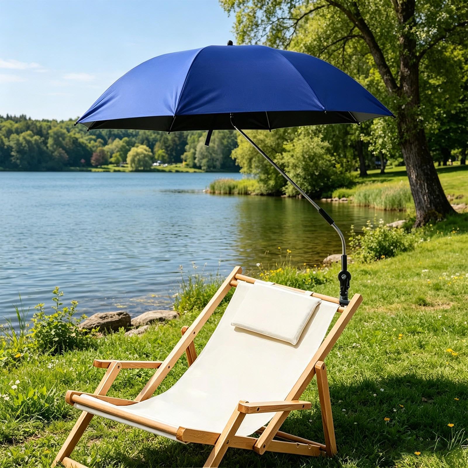 Generisch Grande ombrellone da spiaggia, protezione UV, protezione solare regolabile a 360°, per esterni, piscina, terrazza, giardino, cortile, viaggi, pesca, picnic, parco, vacanze estive