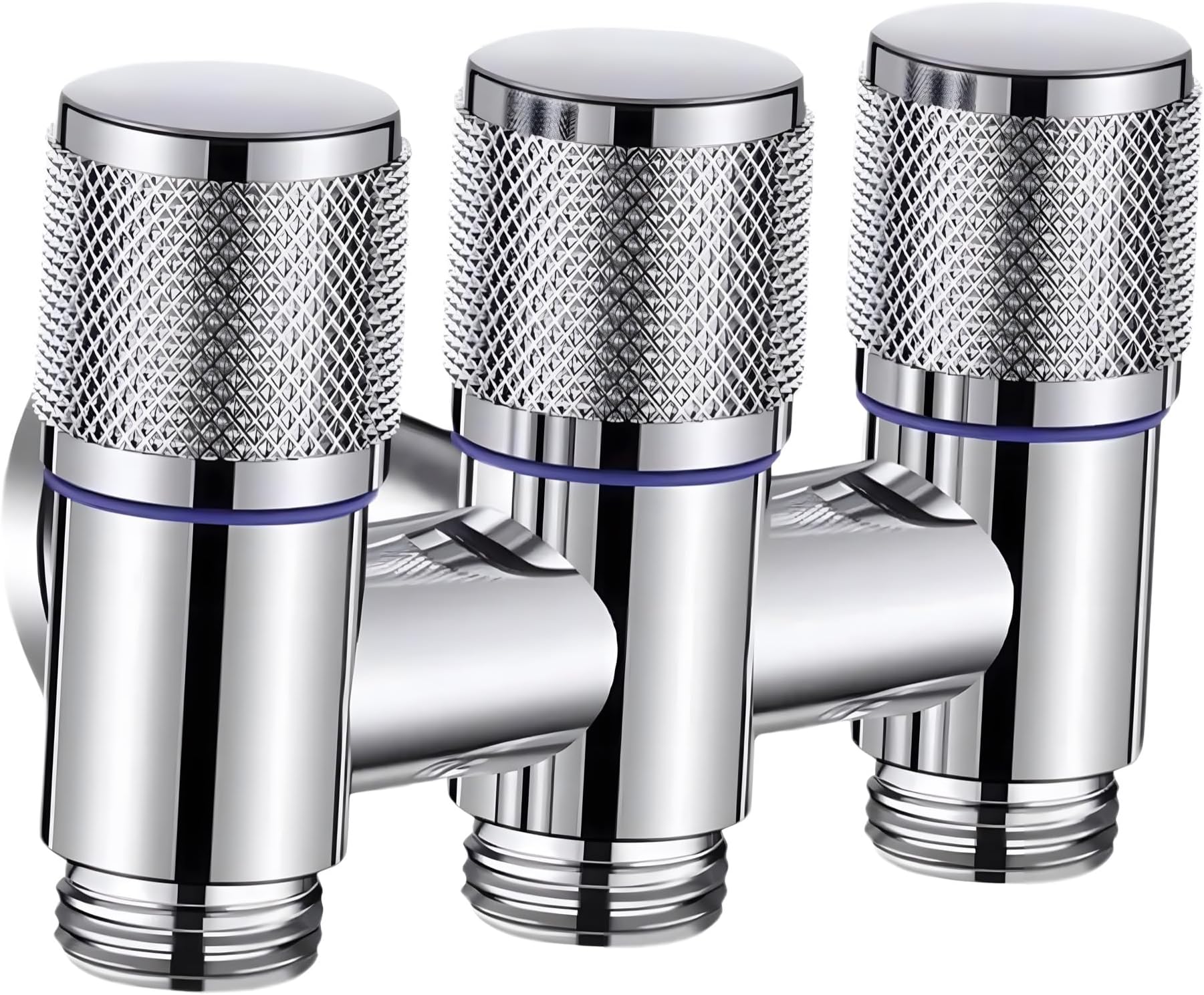 3 in 1 Angular Angle Valve Black Triple Tap for Bathroom, Geyser | Luxury Series Three-Way 3 in 1 Valve for Bathroom Three Way Tap Silver Chrome Washing Machine. 11 x 7 cm
