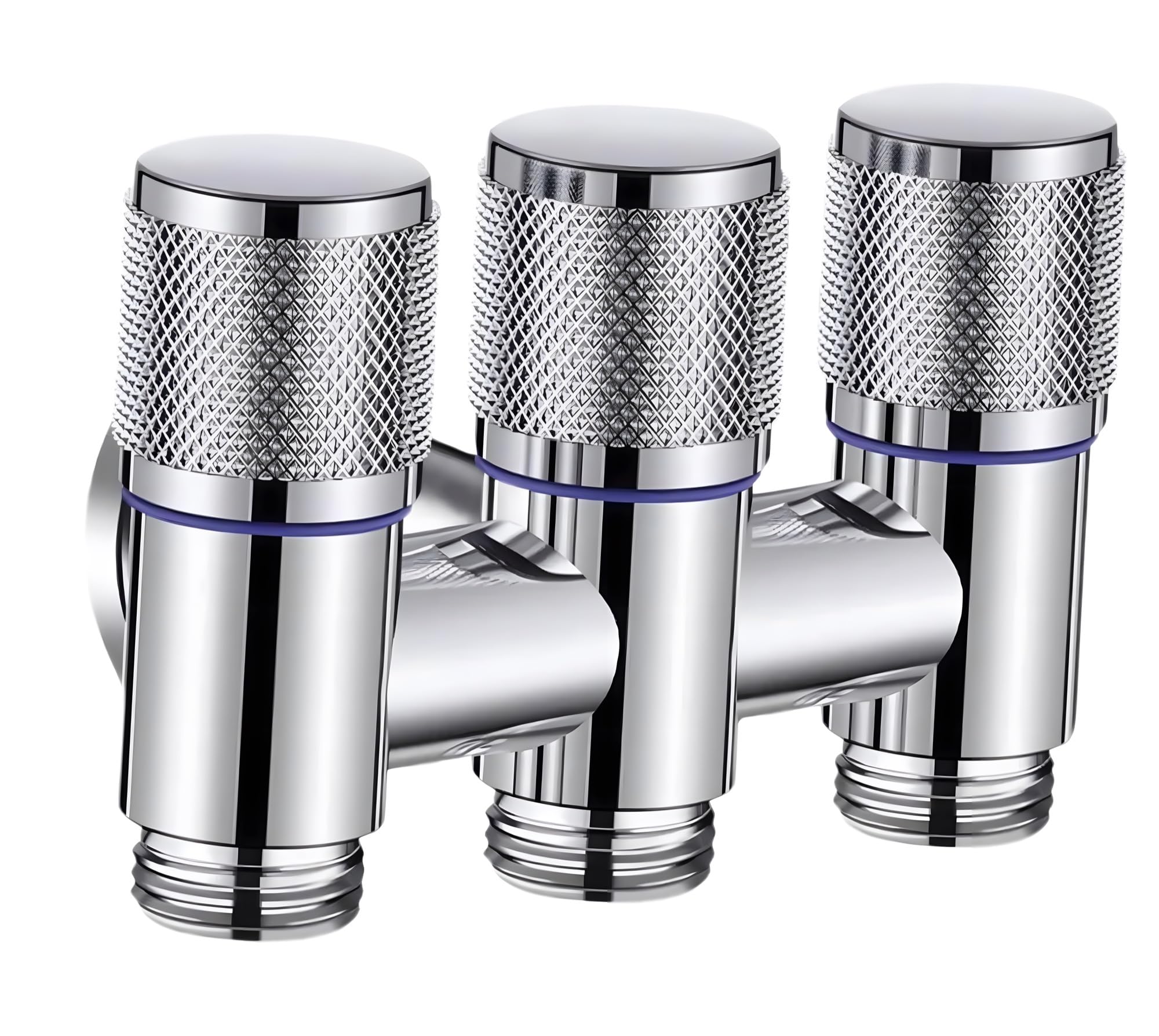 3 in 1 Angular Angle Valve Black Triple Tap for Bathroom, Geyser | Luxury Series Three-Way 3 in 1 Valve for Bathroom Three Way Tap Silver Chrome Washing Machine. 11 x 7 cm