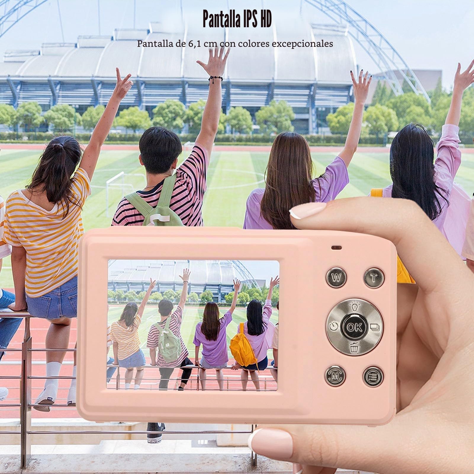 Cámara Digital de 44MP, 1080P HD 16X Zoom Digital Cámara de Vlogging con Enfoque Automático Cámara Digital de Bolsillo, Cámara de Video Inteligente HD para Fotografía Viajes (Pink)