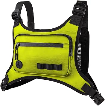KINGSLONG Running Chest Pack, Lightweight Vest with Phone Pocket, Yellow