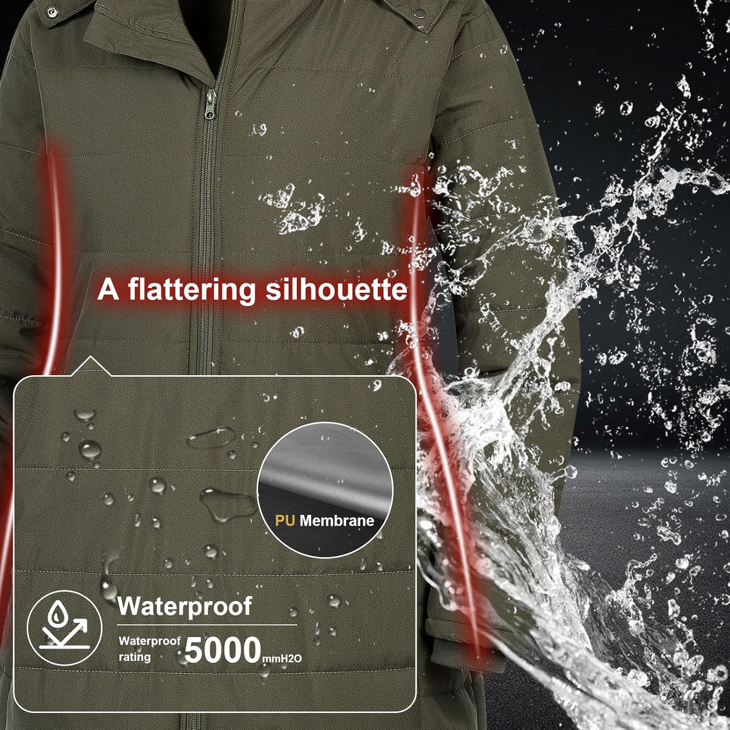 Chrisuno Women's Plus Size Winter Puffer Jacket Warm Long Winter Coats Quilted Waterproof Fleece Lined Detachable Fur Hood - Image 4