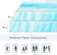 Vista 6 de NEWBULIG Memory Foam Mattress Topper King,2 Inch Thick Ventilated Gel Mattress Topper,Infused Swirl Foam Pad for Body Support and Pressure 2inch-blue