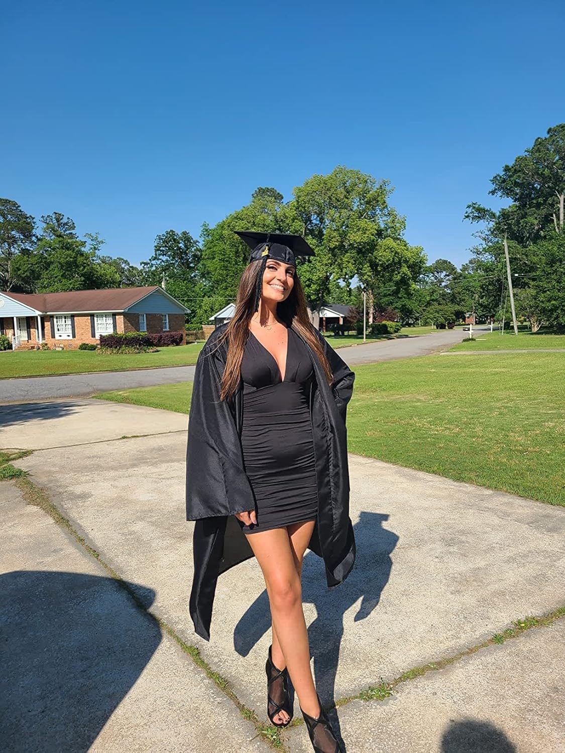 LAGSHIAN Women's Sexy Bodycon Long Sleeve V Neck Ruched Mini Club Dress - Image 4