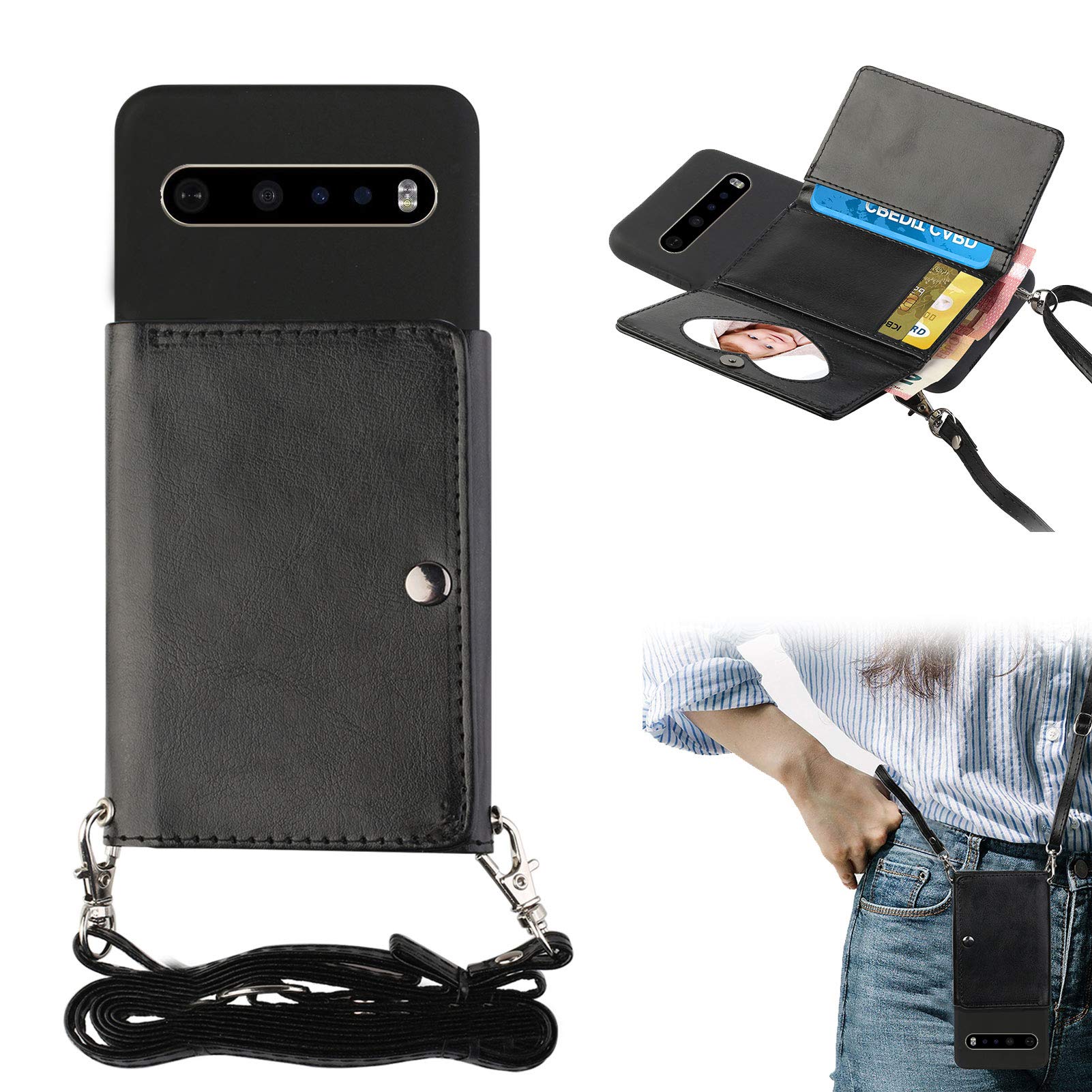Amazon.com: Shinyzone Lanyard Phone Case for LG V60 ThinQ,Crossbody Wallet  Case with Strap for Women,PU Leather Flip Cover with Credit Card Holder  Silicone Gel Soft Back Case,Black : Everything Else