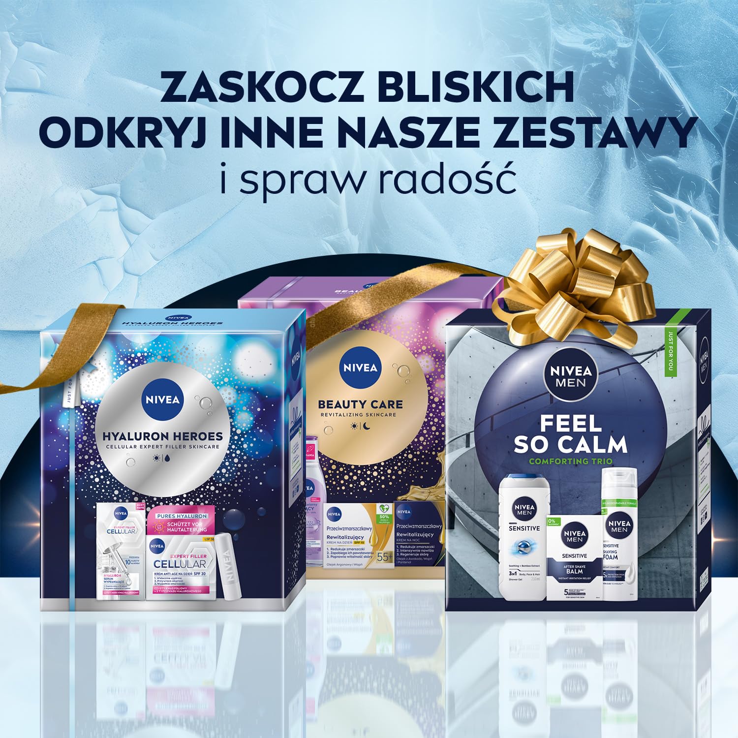 NIVEA MEN Feel Recharged Świąteczny prezent - Zestaw kosmetyków dla mężczyzn do twarzy i ciała: krem nawilżający, żel pod prysznic i antyperspirant roll on + skarpetki GRATIS