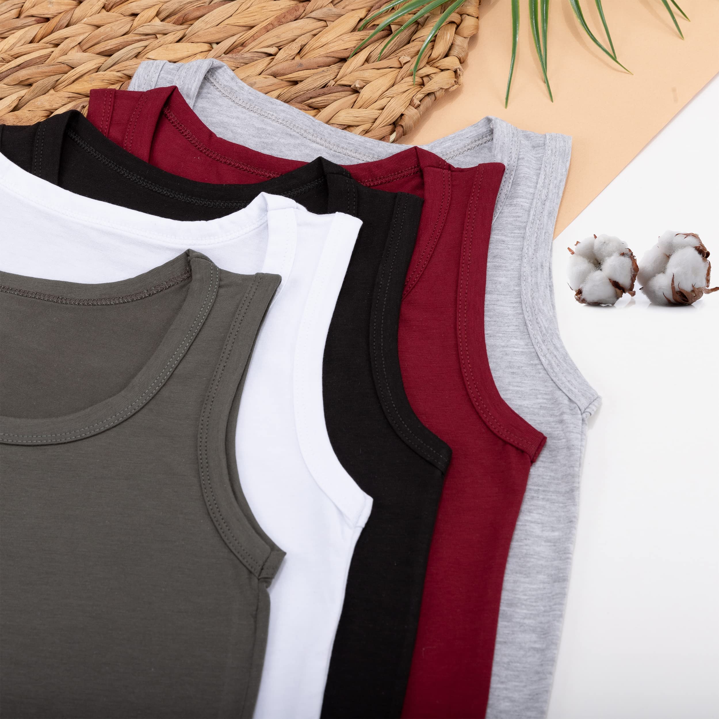 LOREZA ® 5 sous-vêtements de garçons - Débardeur en Coton - Basics - Coton - Tailles 2 à 15 Ans