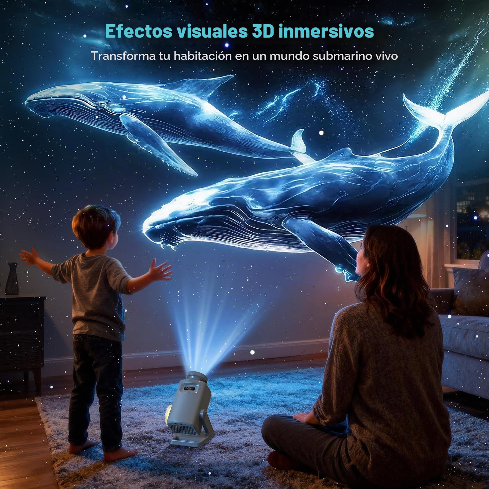 anysun Proyector Estrellas Galaxia 3D, 60 Temas Dinámicos Altavoz Bluetooth | Mando a Distancia, Luz Nocturna, Proyector Techo Aurora y Nebulosa para Dormitorio, Niños, Adultos, Fiestas, Regalo