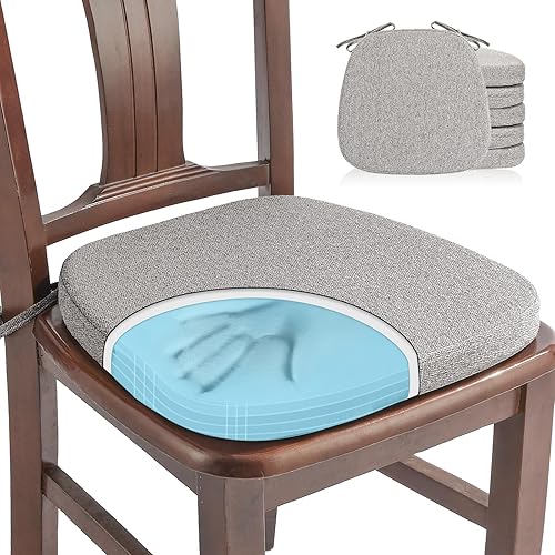 Miniatura 7 de SINOSSO 1 paquete de cojines de espuma viscoelástica para silla de comedor, tela tejida amigable de 16 pulgadas en forma de U, cómoda almohadilla