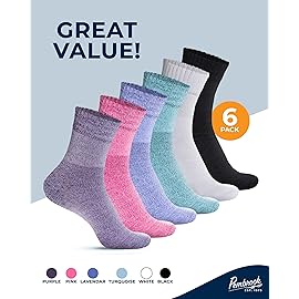 Pembrook Bamboo Viscose Diabetic Socks for Women & Men - 6 Pairs Ankle Socks for Swollen Feet | Neuropathy | Wide Calf | Edema
