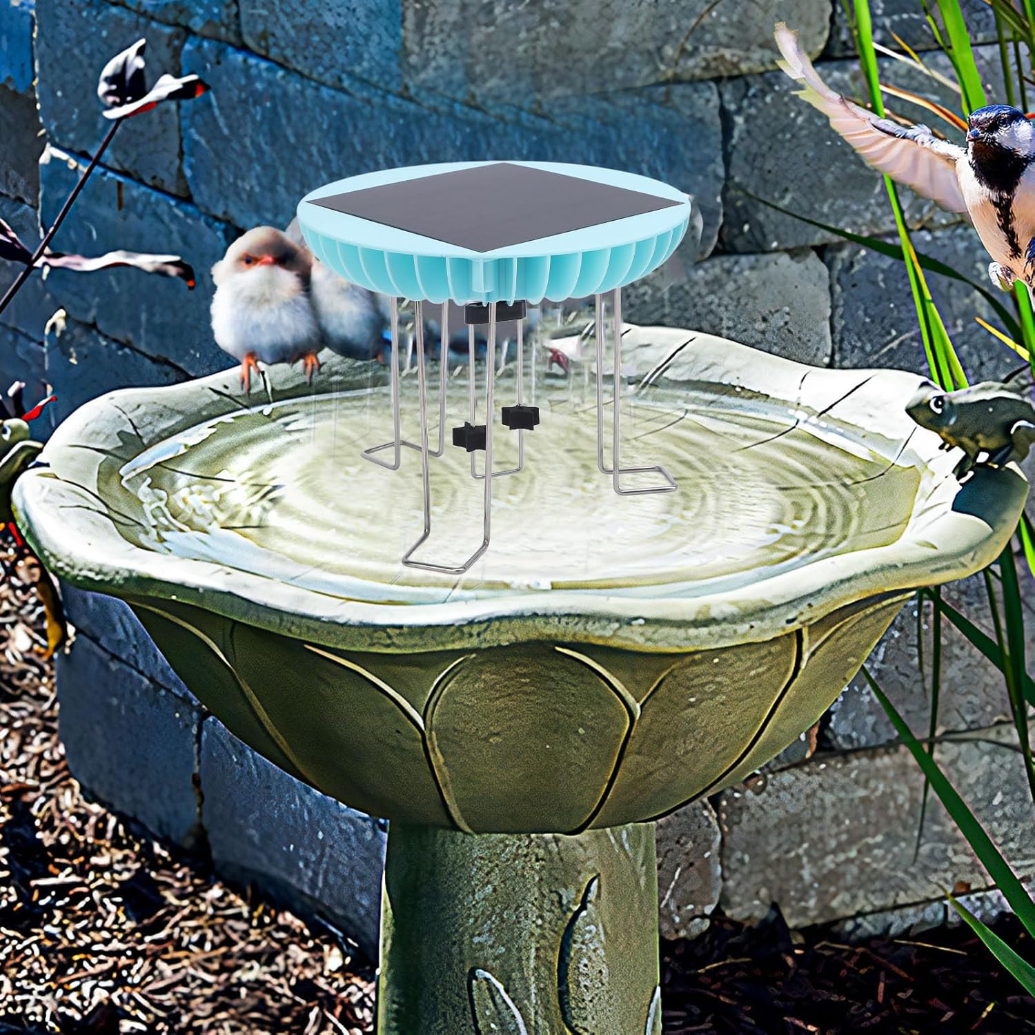 Luocute Solar Water Spinner, Water Agitator for Bird Bath 0.5W Bird Bath Agitator with Bracket for Garden Pond Decoration