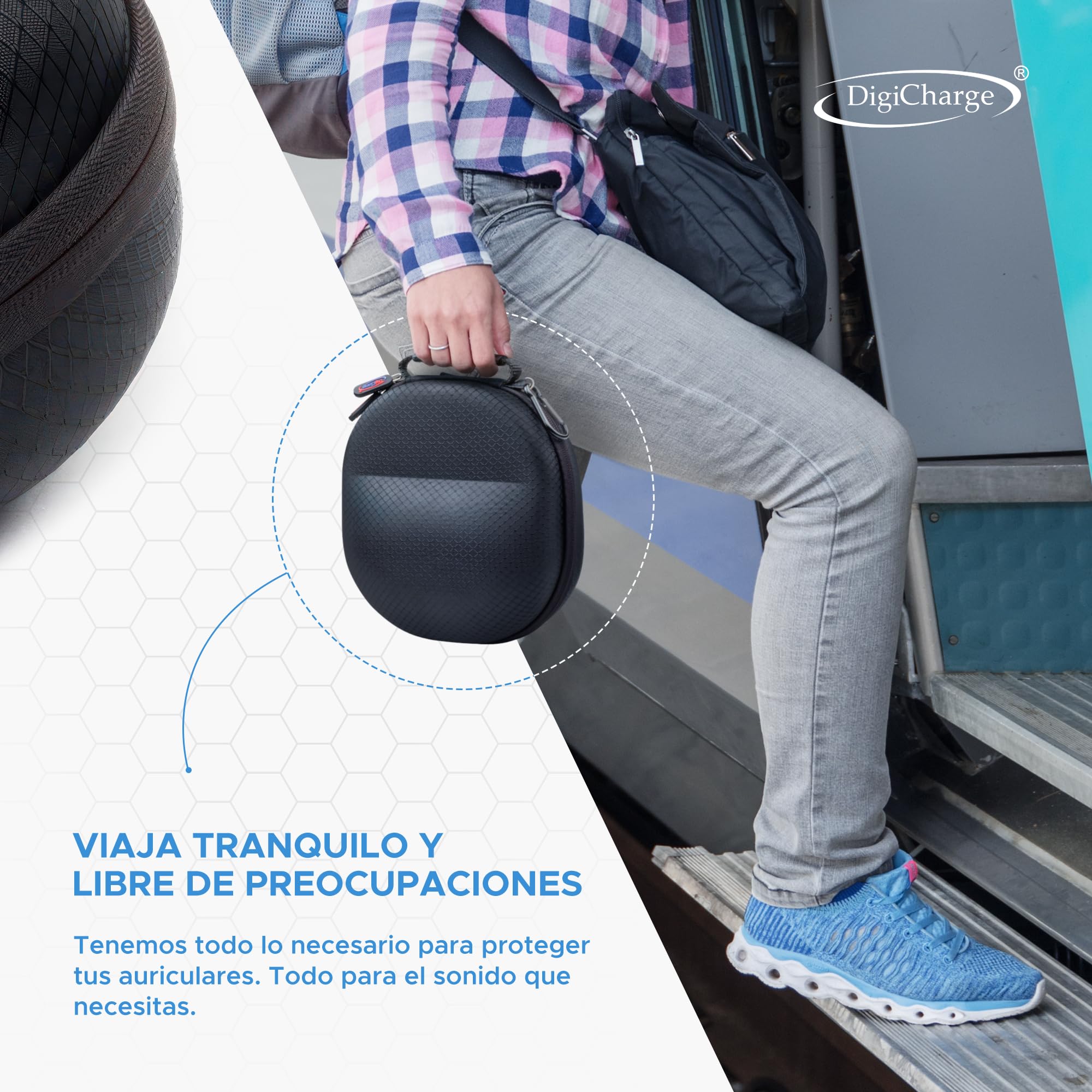 Digicharge Funda Rígida para Auriculares Sony, JBL, Beats, Bose Kvidio Over-Ear Headphone y para SteelSeries Arctis Prime, Mpow, Beexcellent, Logitech Auriculares para Juegos Gaming Headset 19x23cm