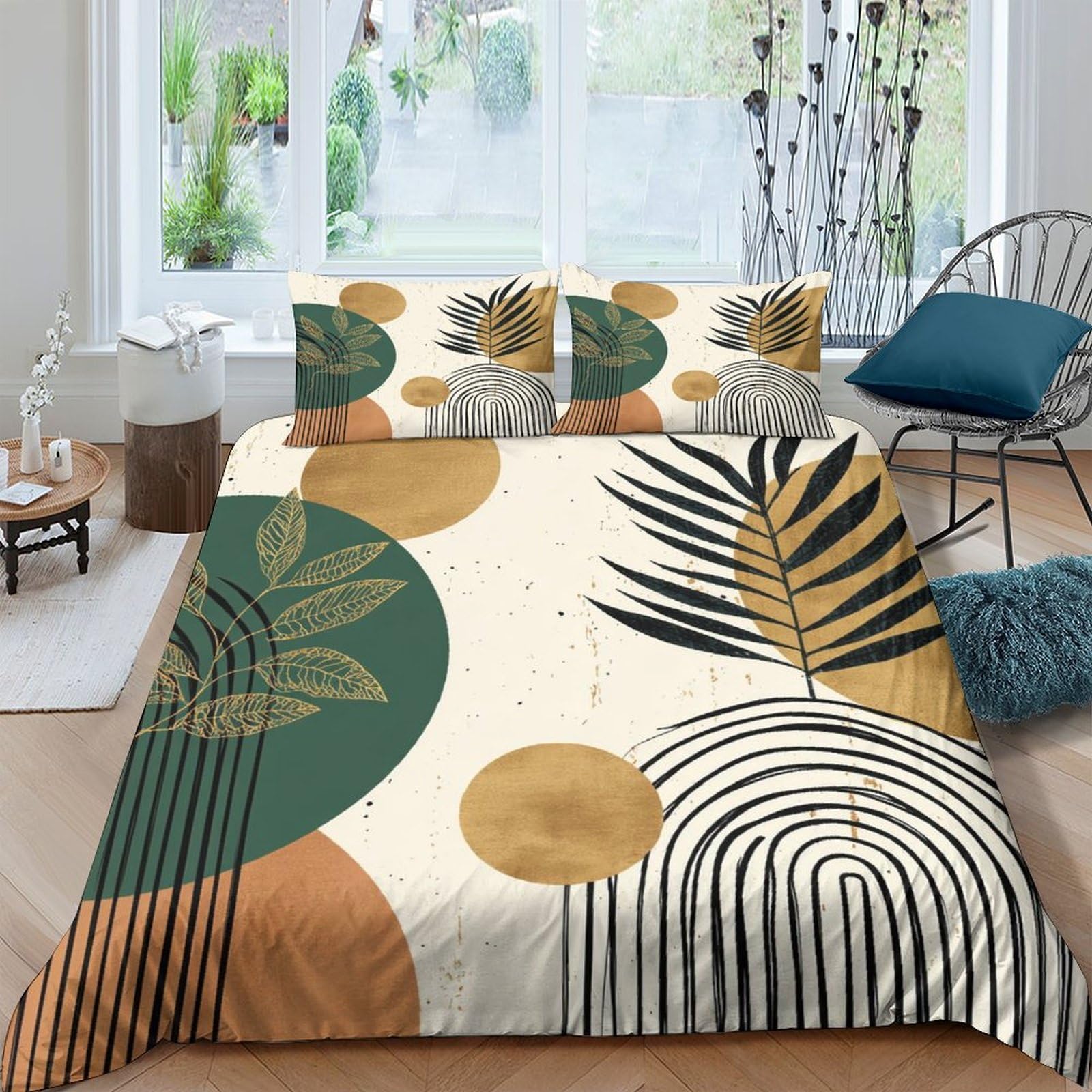 Ctjqhvkz Style-3 3D Printed Abstract Geometric Fitted Sheet Microfiber Soft Breathable Botanical Leaf Mattress Cover For Bedroom Guest Room Decor Single（135X200cm）